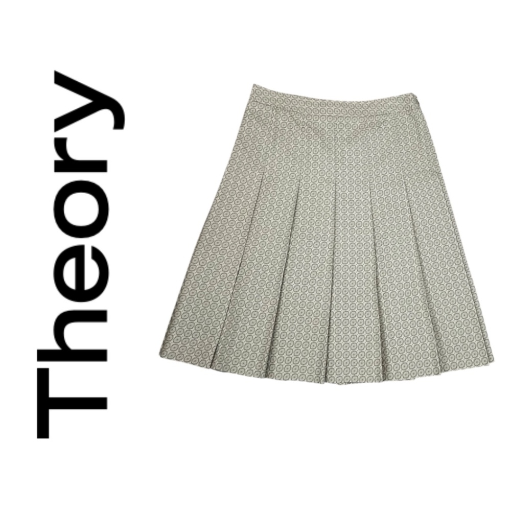 Theory Pleated A-Line Pattern Midi Skirt Size 10